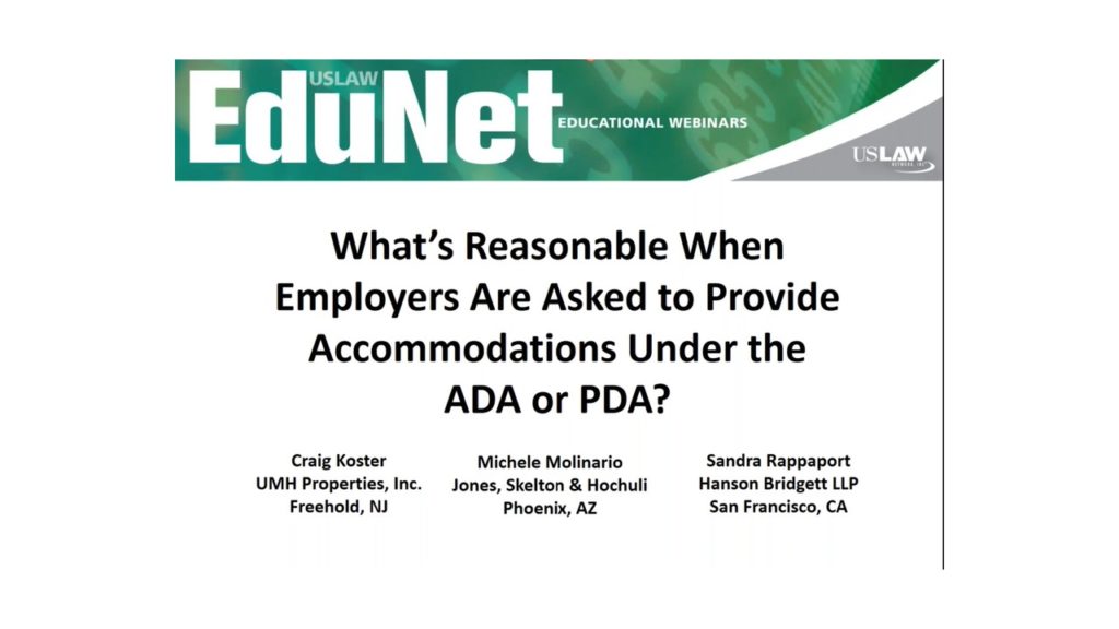 What’s Reasonable When Employers Are Asked to Provide Accommodations Under the ADA or PDA?