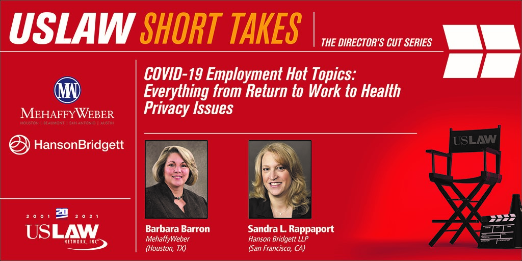 COVID-19 Employment Hot Topics: Everything from Return to Work to Health Privacy Issues