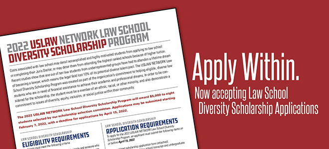 USLAW NETWORK Law School Diversity Scholarship applications now open