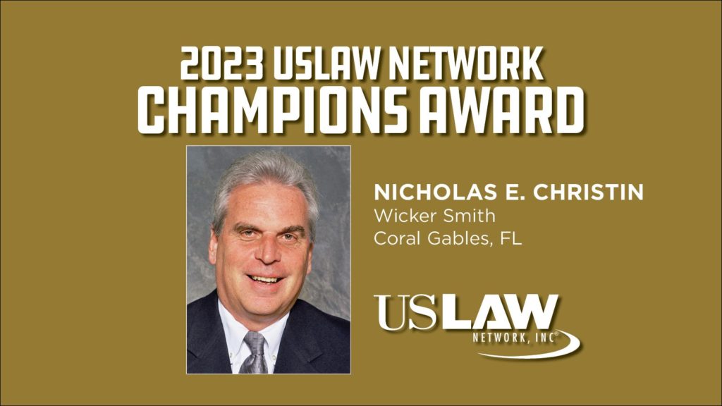 USLAW presents the inaugural Champions Award to Nick Christin
