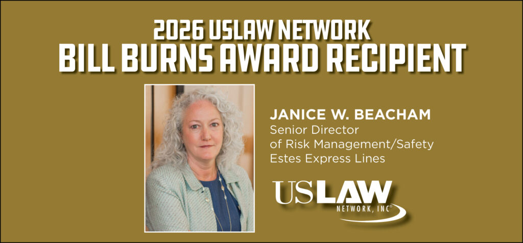 Janice Beacham receives USLAW NETWORK Bill Burns Award